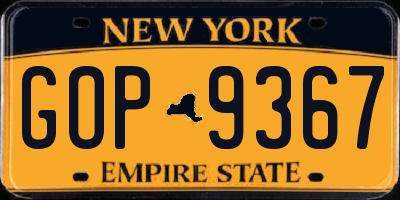 NY license plate GOP9367