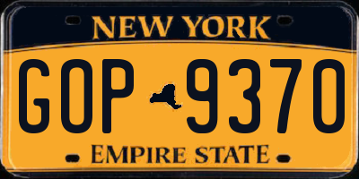 NY license plate GOP9370