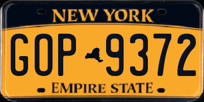 NY license plate GOP9372