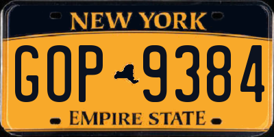 NY license plate GOP9384