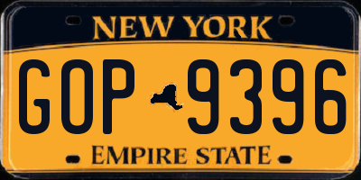 NY license plate GOP9396