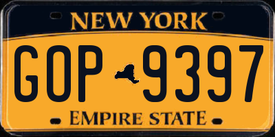 NY license plate GOP9397