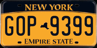 NY license plate GOP9399