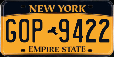 NY license plate GOP9422