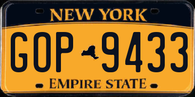 NY license plate GOP9433