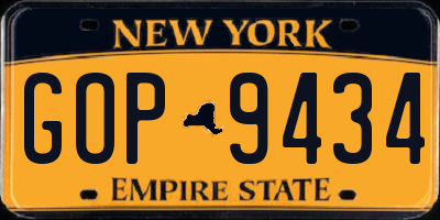 NY license plate GOP9434