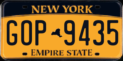 NY license plate GOP9435