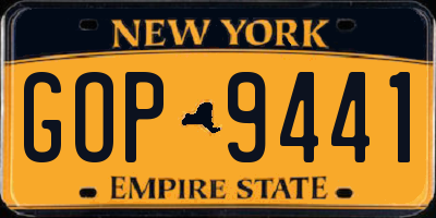 NY license plate GOP9441