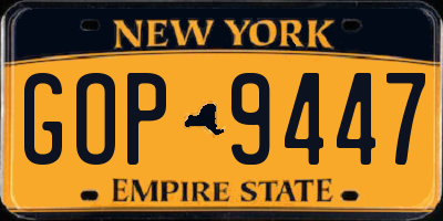 NY license plate GOP9447
