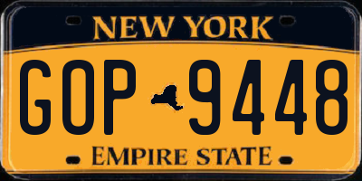 NY license plate GOP9448