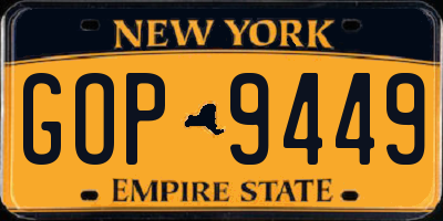 NY license plate GOP9449