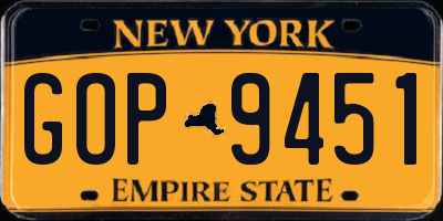 NY license plate GOP9451