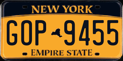 NY license plate GOP9455