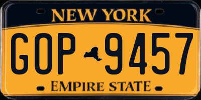 NY license plate GOP9457