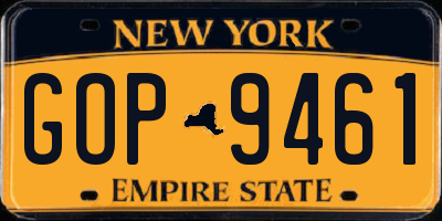 NY license plate GOP9461