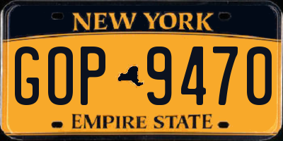 NY license plate GOP9470