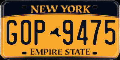 NY license plate GOP9475