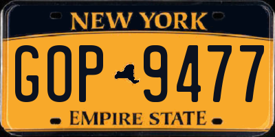NY license plate GOP9477