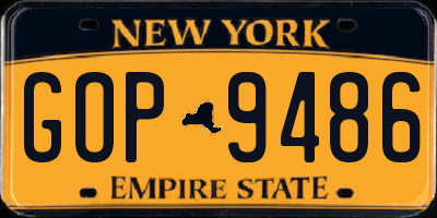 NY license plate GOP9486