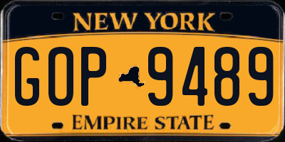 NY license plate GOP9489