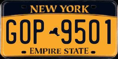 NY license plate GOP9501