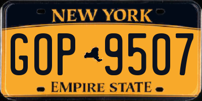 NY license plate GOP9507