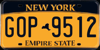 NY license plate GOP9512