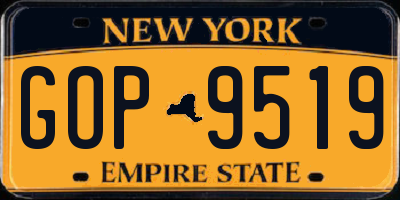NY license plate GOP9519