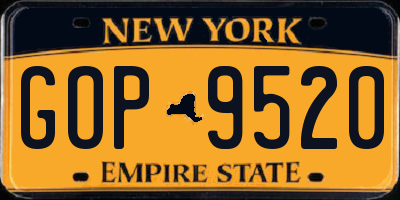 NY license plate GOP9520