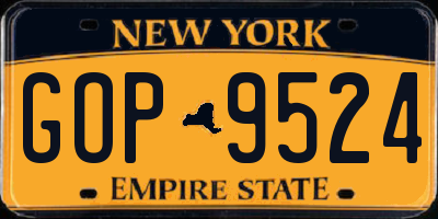 NY license plate GOP9524
