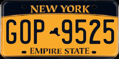 NY license plate GOP9525