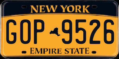 NY license plate GOP9526
