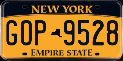 NY license plate GOP9528