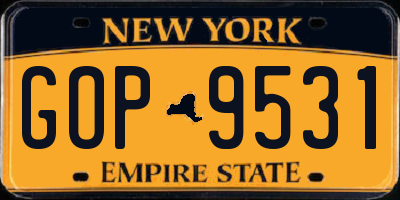 NY license plate GOP9531