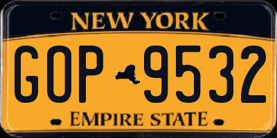 NY license plate GOP9532