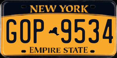 NY license plate GOP9534