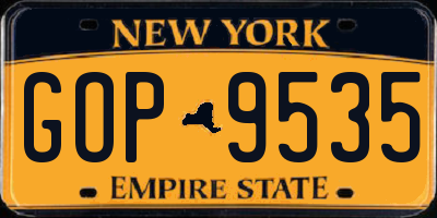 NY license plate GOP9535