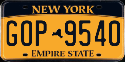 NY license plate GOP9540