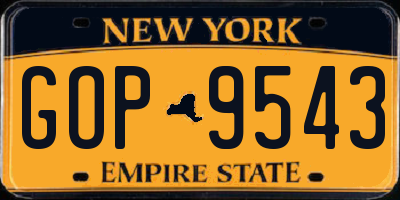 NY license plate GOP9543