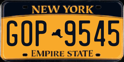 NY license plate GOP9545