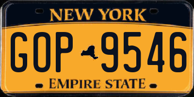 NY license plate GOP9546