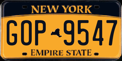 NY license plate GOP9547
