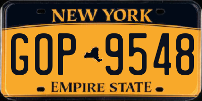 NY license plate GOP9548