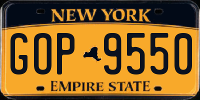 NY license plate GOP9550