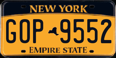 NY license plate GOP9552