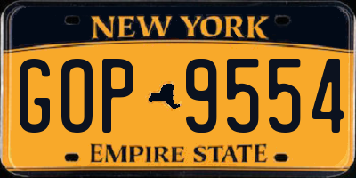 NY license plate GOP9554