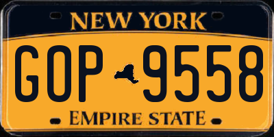 NY license plate GOP9558