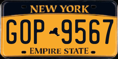 NY license plate GOP9567