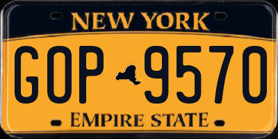NY license plate GOP9570