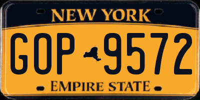 NY license plate GOP9572